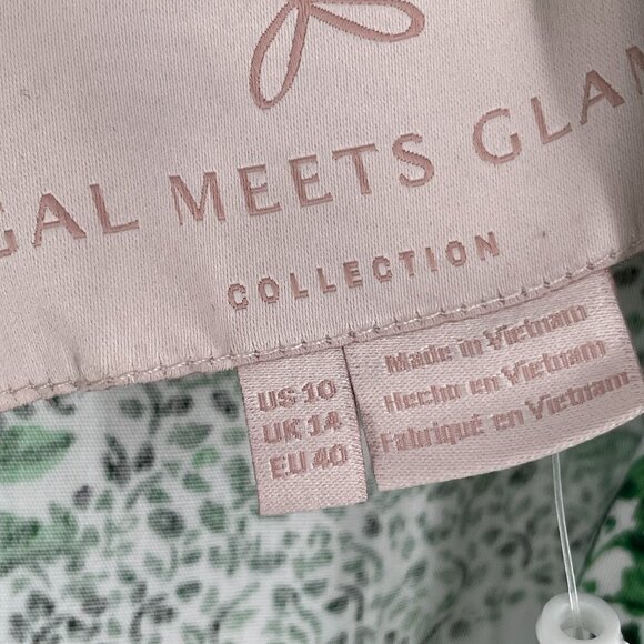 NWT Gal Meets Glam Emery Green Botanical Print Cotton Fit Flare Mini Dress 10 - Picture 12 of 13